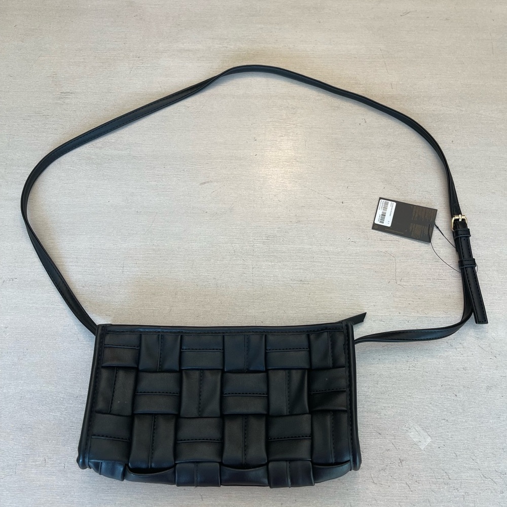 Black Woven Shoulder Bag